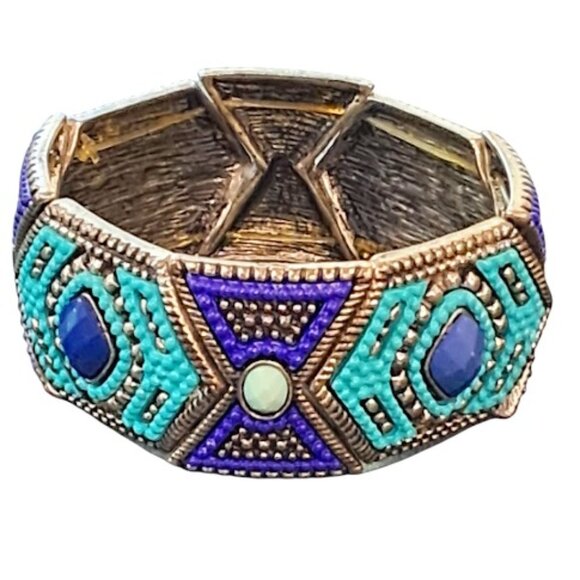 Preowned Bohemian Retro Indian Stretch Bracelet - Picture 1 of 6
